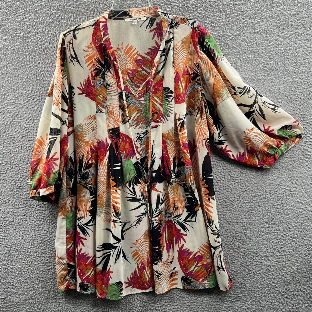 Womens Tropical Floral Tunic Top 3X Boho Resort Vacation Flowy Statement Casual
